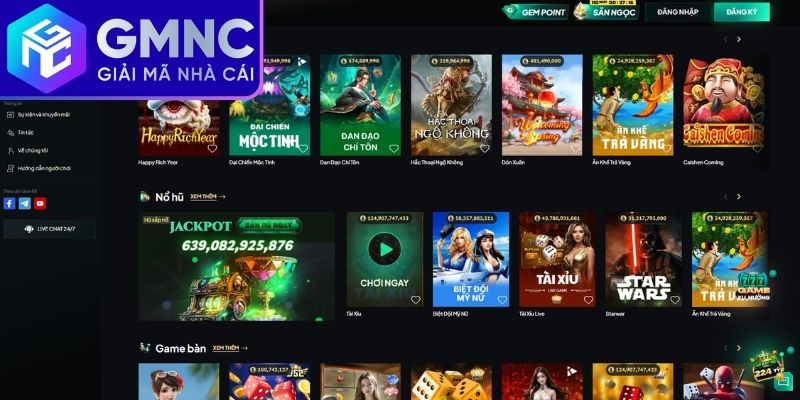 Điểm danh các sảnh game siêu hấp dẫn tại nhà cái Gem88